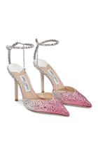 Candy Pink Satin 100 Pumps with Crystals